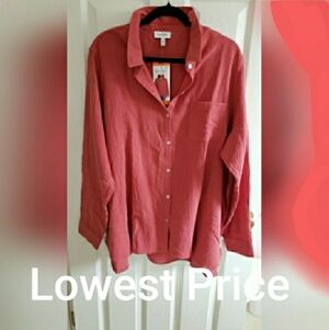 NWT, Jessica Simpson, XXL, 100%, lightweight cotton shirt, terra cotta color.